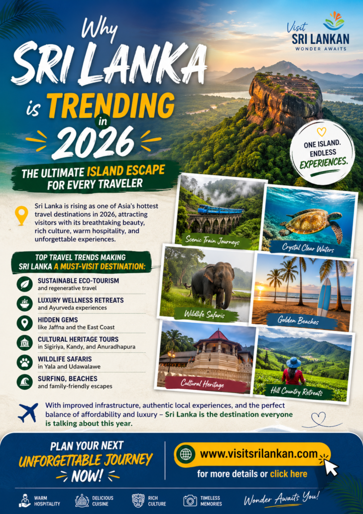 Sri Lanka tourism 2026, best places to visit in Sri Lanka, Sri Lanka travel guide, Sri Lanka beaches, Sri Lanka safari, luxury travel Sri Lanka, eco tourism Sri Lanka, Sri Lanka vacation packages, Visit Sri Lankan, Sri Lanka holiday destination